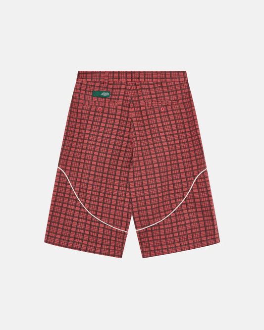CRIMSON PLAID SUIT JORTS